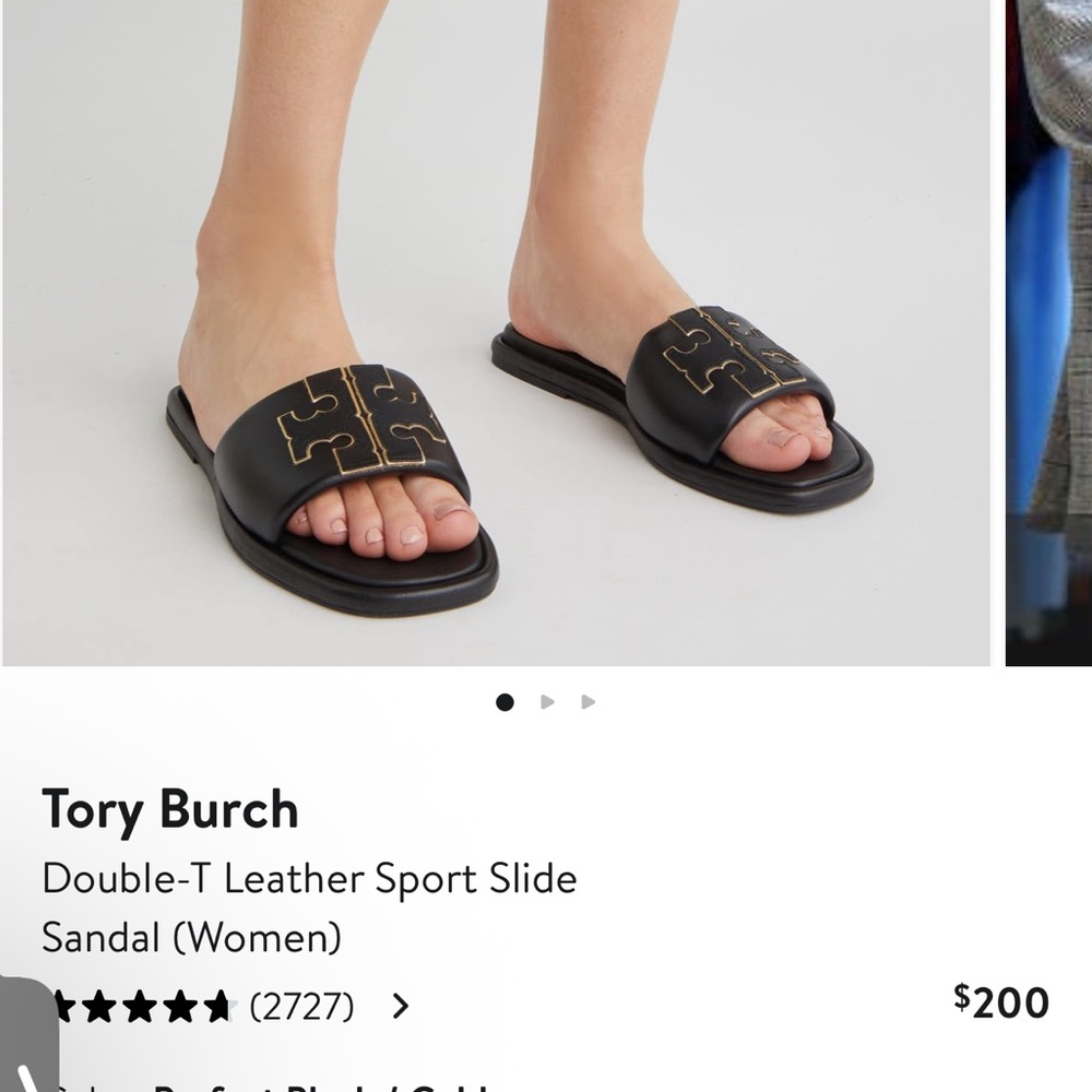 Tory Burch Black Leather Sport Slides